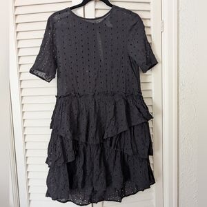 H&M Black Eyelet Ruffle Dress